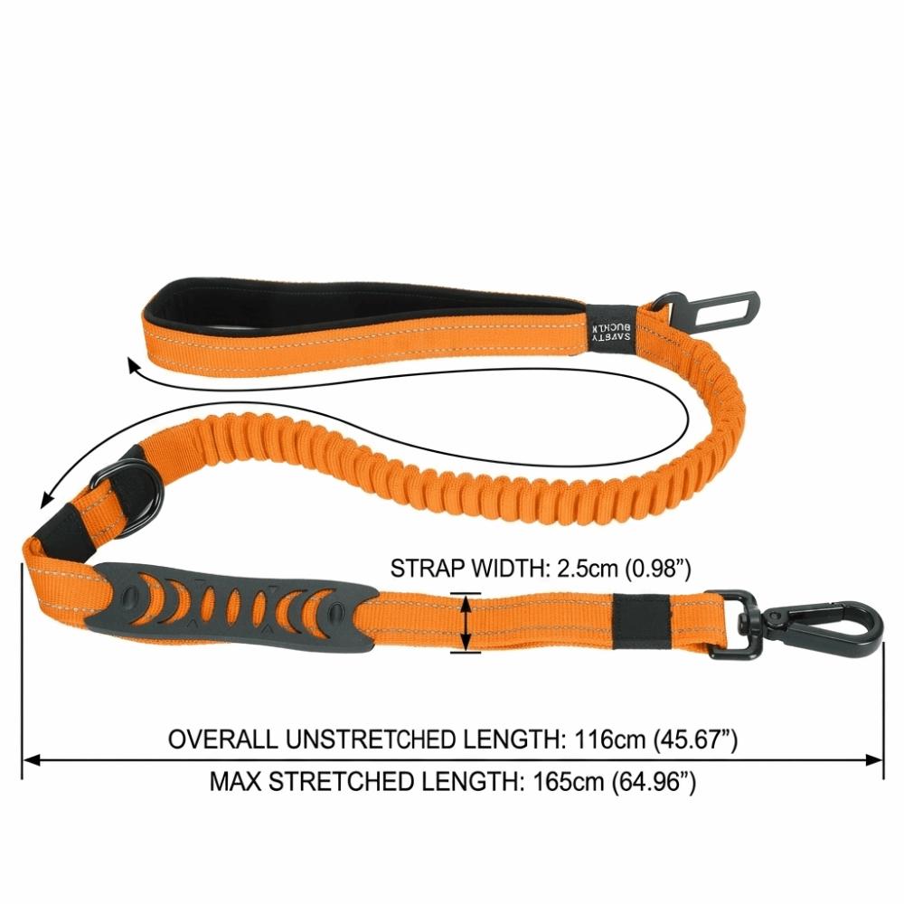 Multi Available Shades Dog Car Leash Stretchy Webbing Elastic Dog Lead  Car Travel Use