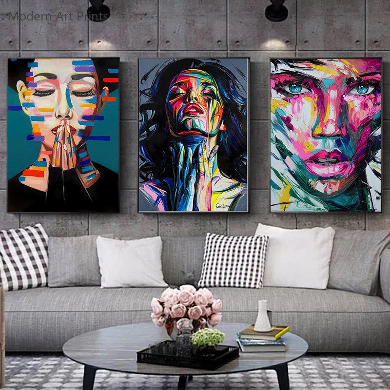 Colorful Woman Portrait Graffiti Art Posters Print Abstract Nordic Girl Canvas Paintings On The Wall Art Pictures for Home Decor