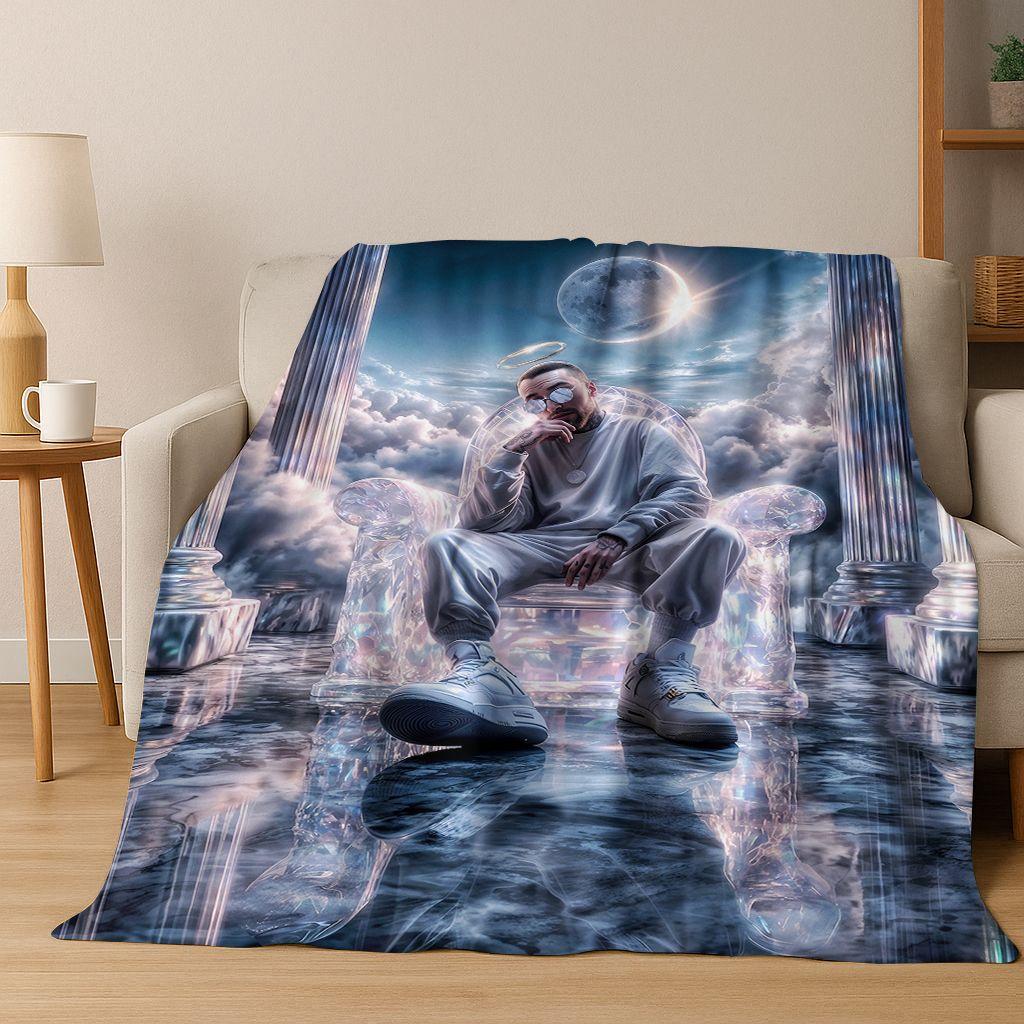 Manta de Franela con 26 Estilos de Artistas de Rap Dibujos Animados Tupac Snoop Dogg Hip Hop, Manta Acogedora Suave para Hogar Dormitorio Cama Cubierta de Sofá