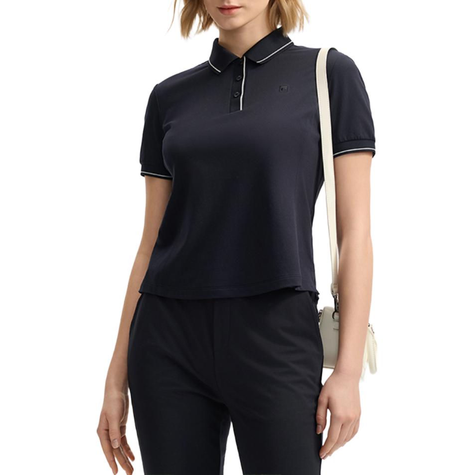 Fila Breathable Skin-Friendly Comfortable Versatile Simple Short Knit Polo Shirt Unisex Tops White Legendary-Blue F11W523105F-NV