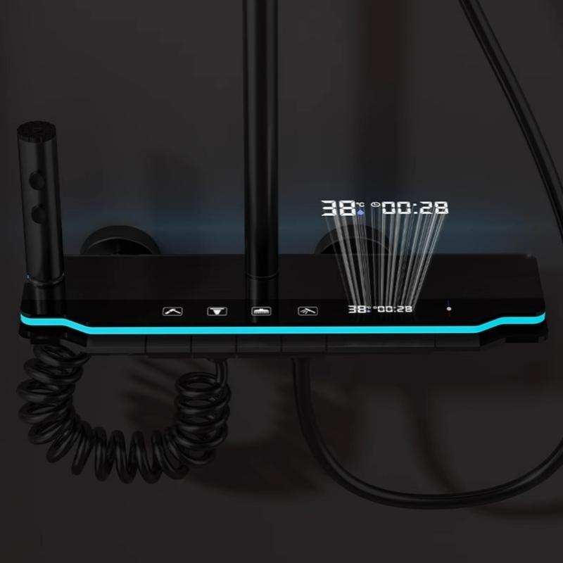 4 Functions Luxury Bathroom Shower Faucet Set Digital Temperature Display With Light Shower Hot Cold Shower Mixer Taps