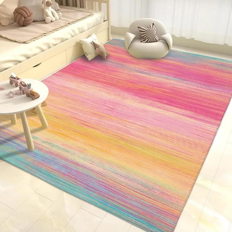 Rainbow Rug Colorful Stripe Kids Rugs Super Soft Bedroom Bedside Floor Mat Home Decor Living Room Sofa Carpets Tapis