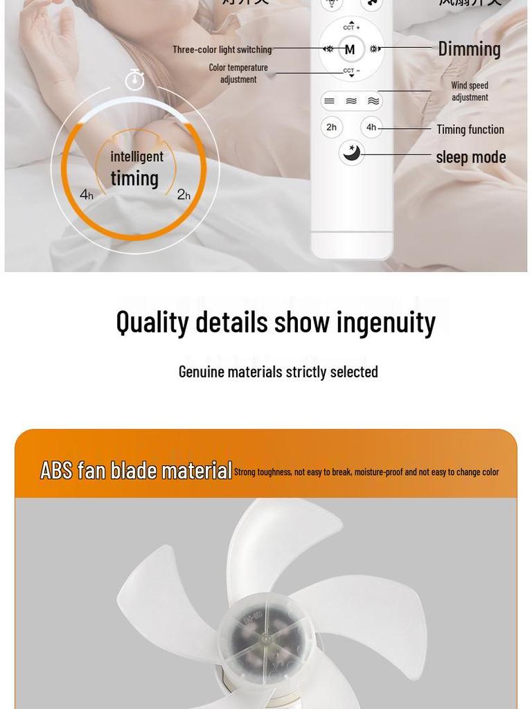 Integrated LED Ceiling Fan Light with E27 Screw for Restaurants and Homes