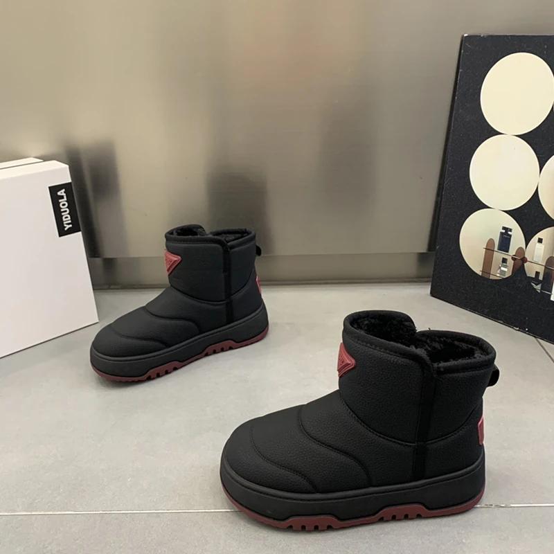 Women's Shoes 2024 Fashion Slip-on Women's Boots Hot Sale Round Toe Daily Boots Women Winter Plus Velvet Keep Warm Snow Boots