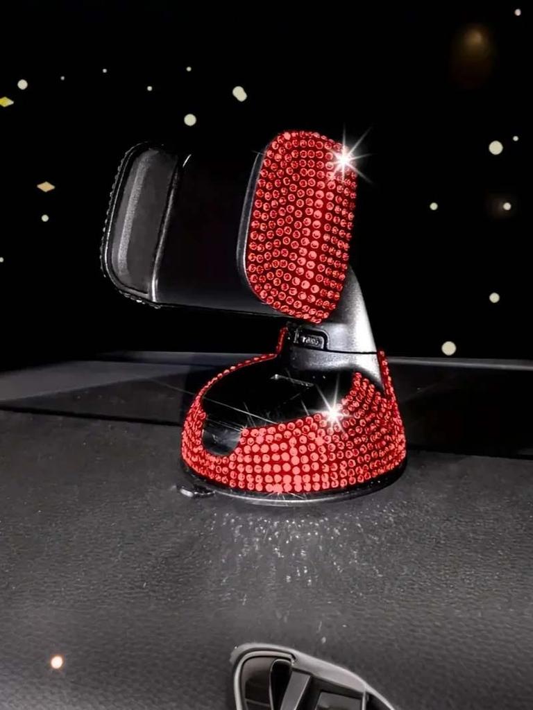 Luxury Rhinestone-Embedded Car Phone Holder - Multi-Functional Rotating Suction Cup Holder, Fits Various Vehicles