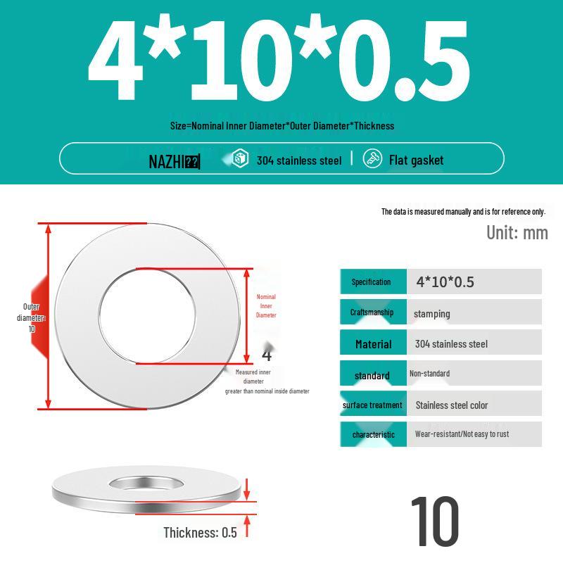 Thickened 304 Stainless Steel Flat Washer Spacer (M4-M8)