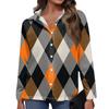 Women's Casual Fashion Plaid Print Half-Open Collar Long Sleeve Shirt