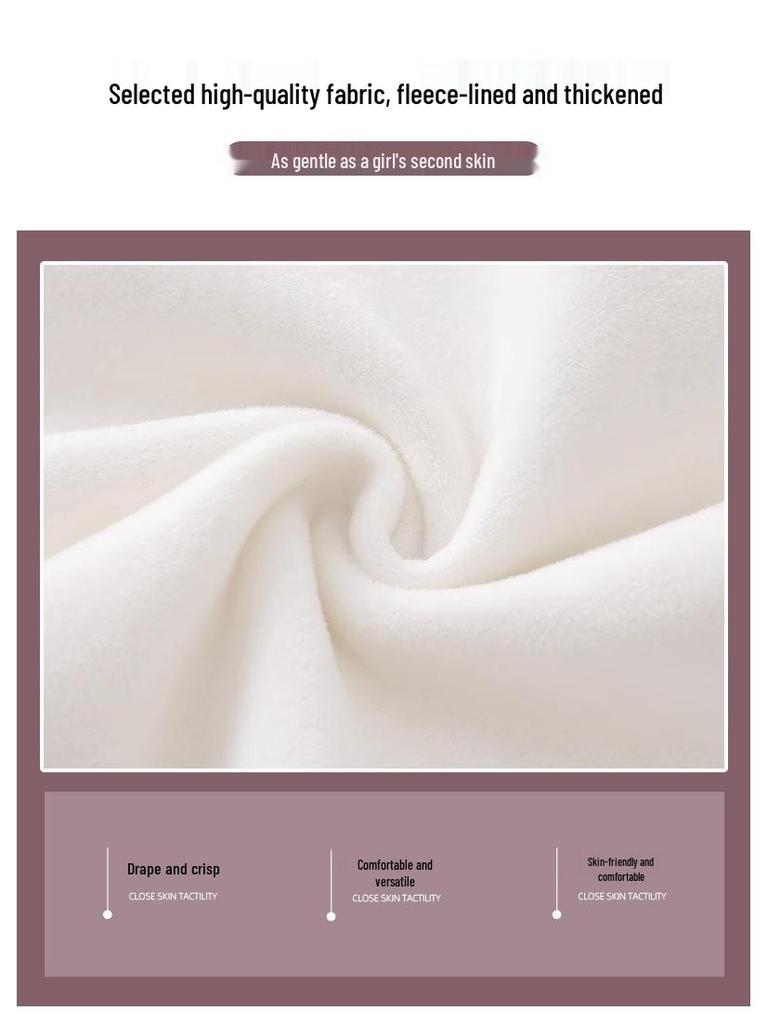 Petite 145 Fleece Striped Wide-Leg Pants - Autumn/Winter High-Waist Casual