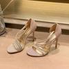 Luxury Rhinestone Pointed Toe Women Pumps Wedding Shoes Fashion PVC Sexy High Heels Elegant Summer Party Bridal Shoes Woman