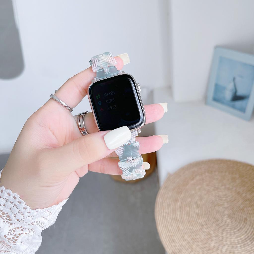 Apple Watch Band için Kelebek Reçine Kayış 7 44 40mm 42mm 38mm 41 45mm Şeffaf Döngü Kordonlu Saat IWatch 7 6 Se Serisi 5 4 3