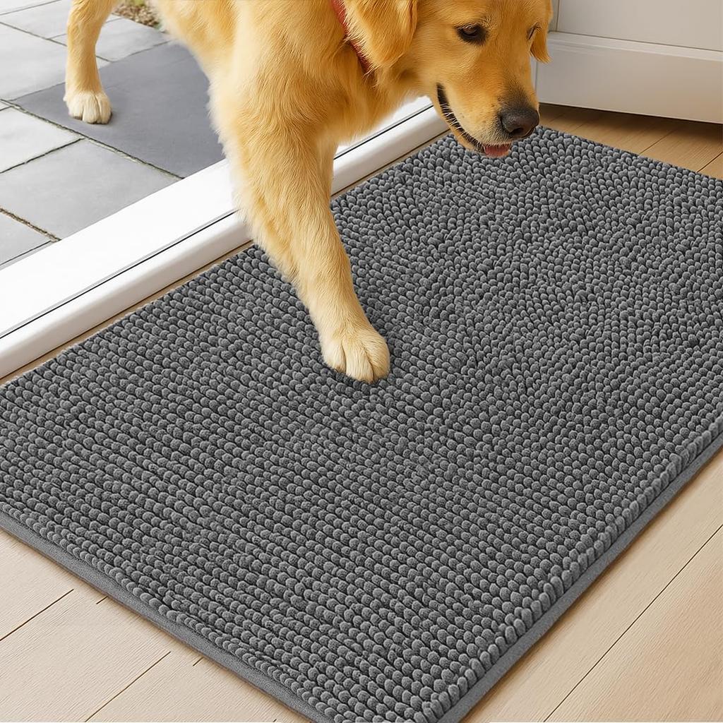 Nepromokavá podložka pro psy – Ultraabsorpční mikrovlákno, Protiskluzová podložka TPE, Rychleschnoucí – 16x24" Vstupní rohožka do interiéru pro domácí mazlíčky – Omyvatelná, 14 barev