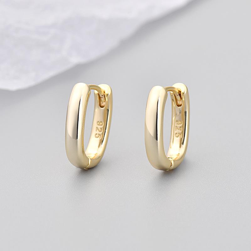 Boucles d'Oreilles Minimalistes Géométriques Ovales Carrées Lisses en Forme de U Bijoux Polyvalents de Tous les Jours Pour Femmes