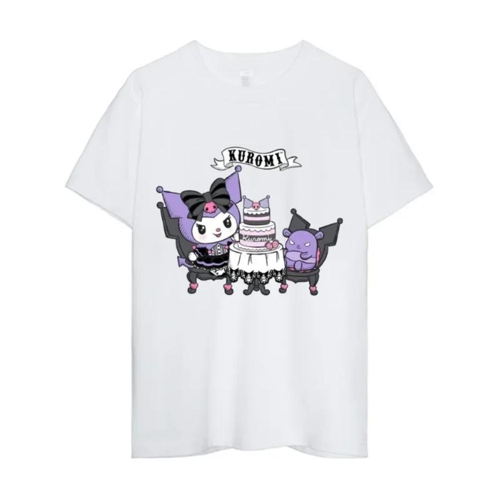 MINISO Kuromi T Shirt Women Couple Combination Clothes Short Sleeve Collar Fashion Man Cotton