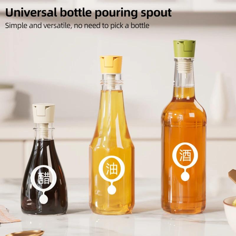 Oil Bottle Stopper Cap Food Grade Plastic Seasoning Pour Oil Nozzle Leak-Proof Plug Liquid Dispenser Kitchen Tool