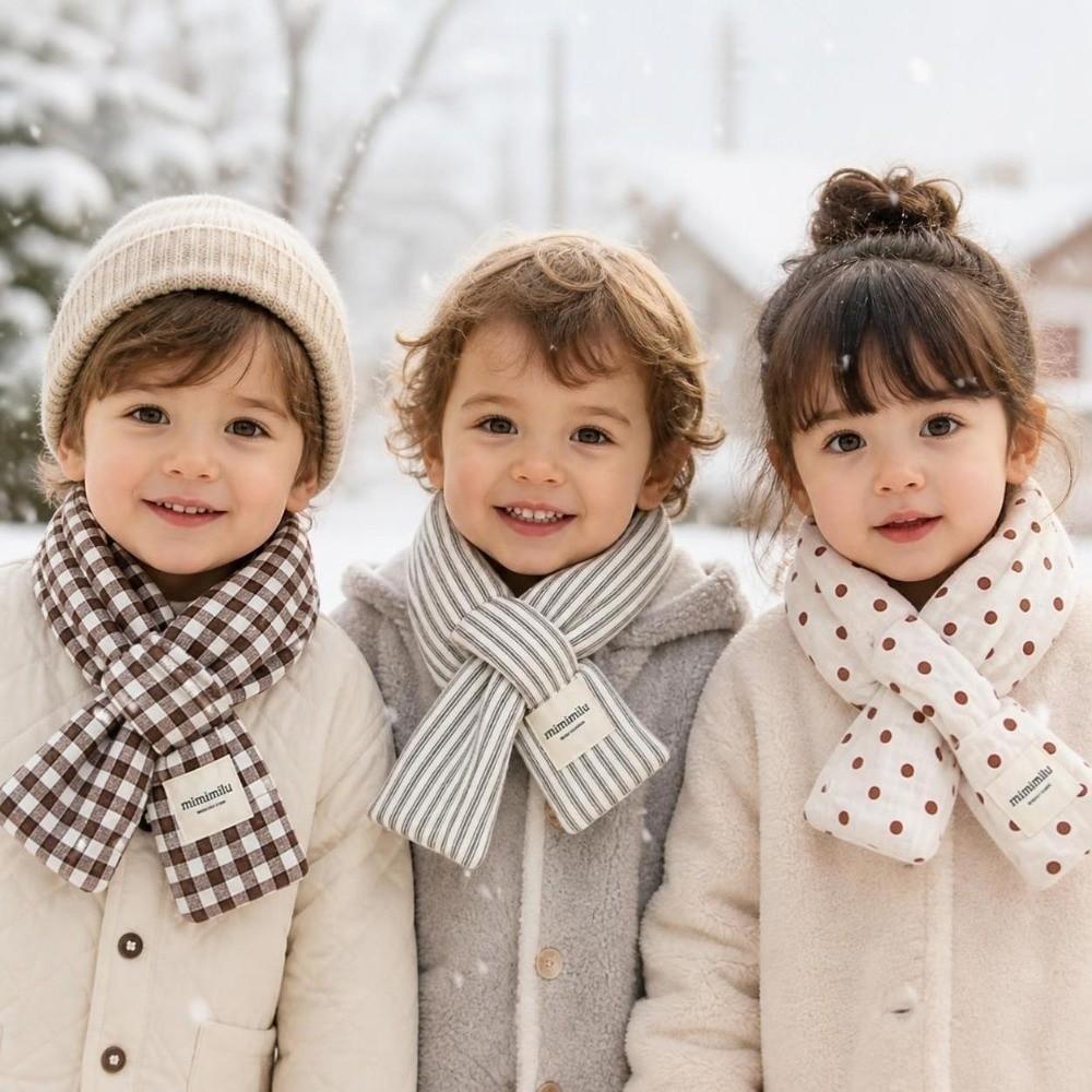 Striped Plaid Cross Wrap Scarf 3 Colors Children Scarf Cute Baby Neckerchief  Baby Girls