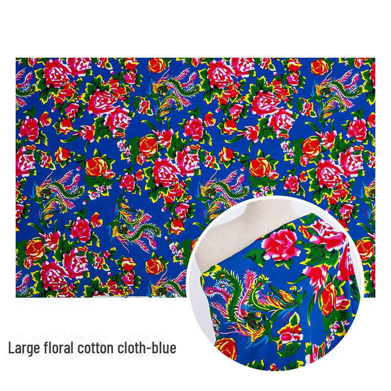 

Ткань саржевого переплетения северо-восточного Феникса Пион из хлопка для этнической одежды синий