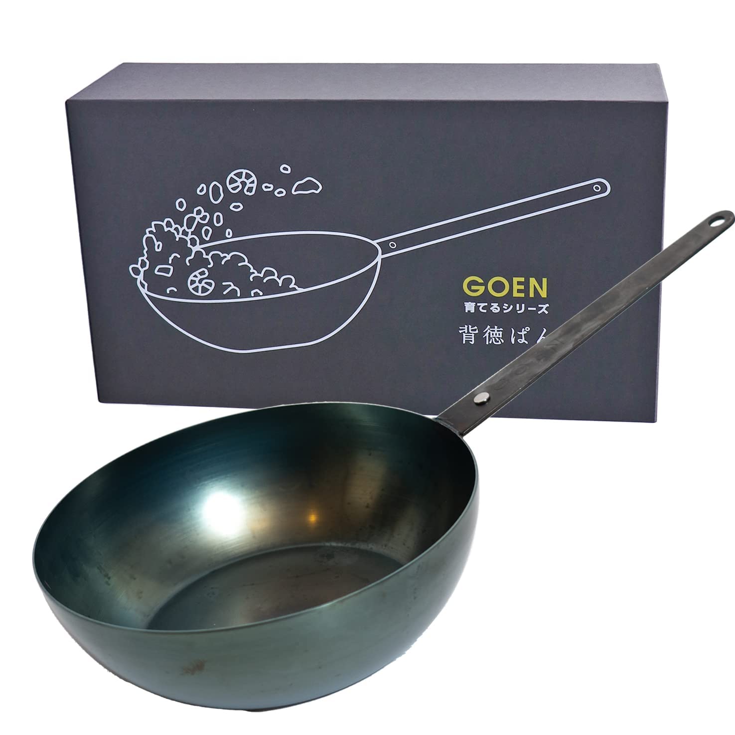 

GOEN Глубокая сковорода Seitoku, 24 см, чугунная сковорода, вок, сковорода для жарки, подходит для индукционных плит, сделано в Японии, от Мицу, шеф-повара-путешественника