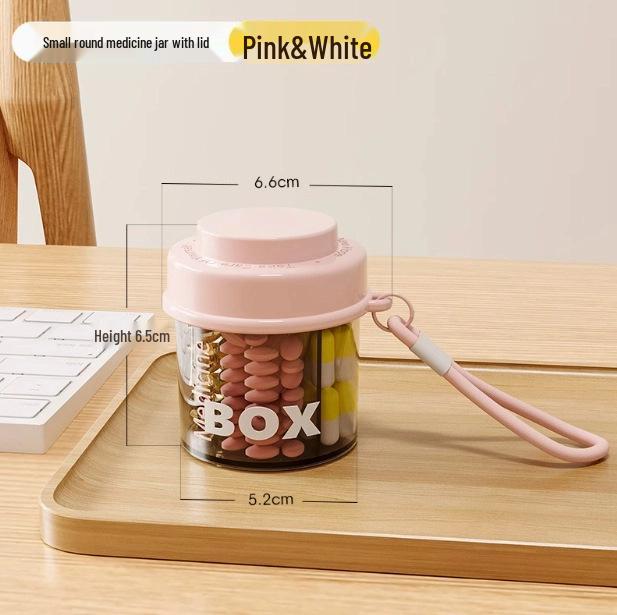 Portable Round Pill Box with Lid - Three-a-Day Moisture-Proof Travel Dispenser