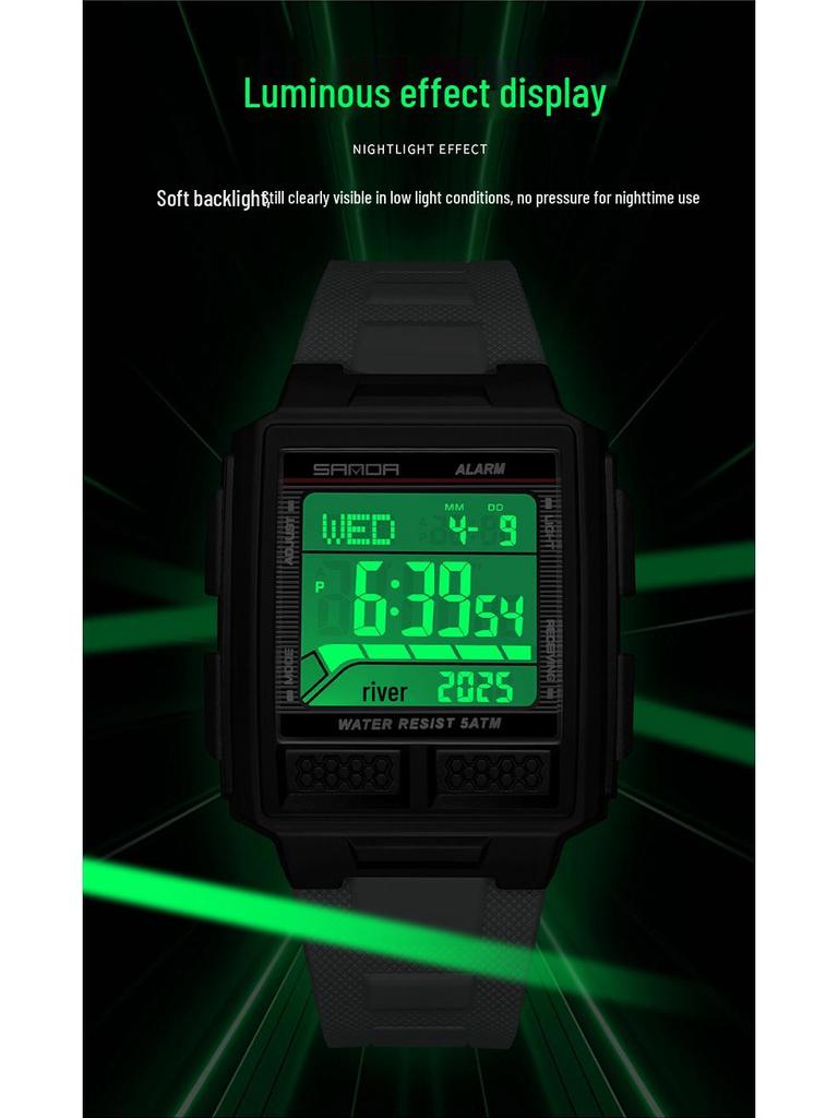 Sanda Men's Large Screen Luminous Multifunctional Waterproof Countdown Wristwatch