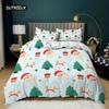 Christmas Duvet Cover Set King Size Christmas Stocking Bells Print Comforter Cover for Kids Girl Christmas Polyester Quilt Cover