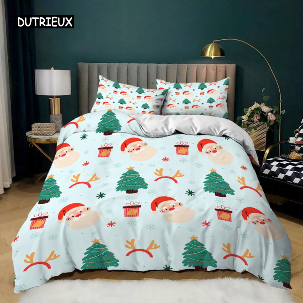 Christmas Duvet Cover Set King Size Christmas Stocking Bells Print Comforter Cover for Kids Girl Christmas Polyester Quilt Cover