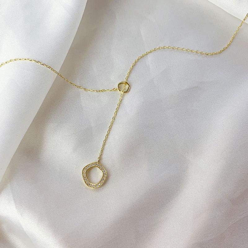 Fashionable Simple Style Fashion Women's Necklace Double Ring Pendant Necklace Pendant Gift Women