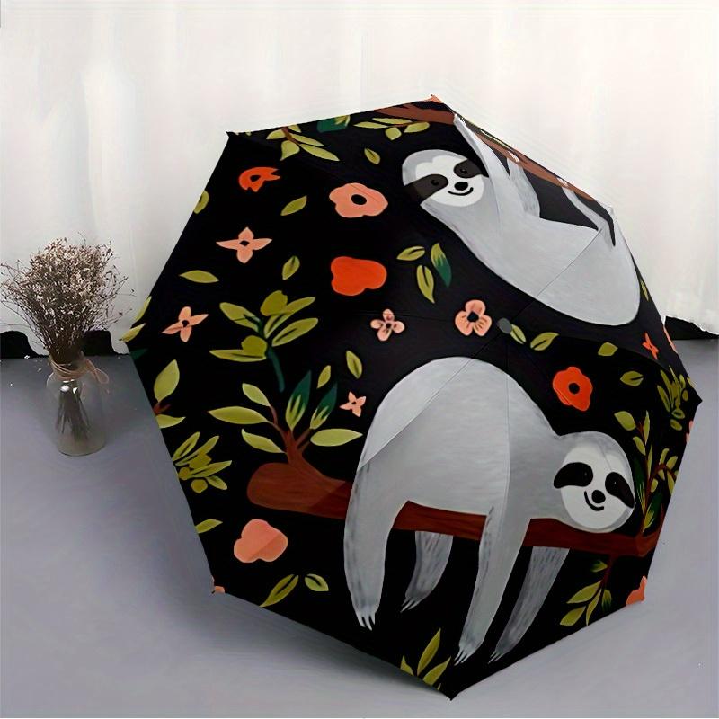 1pc Sloth Floral Automatic Open/close, All-Season Portable Folding Umbrella, Travel, Everyday, Formal Events071