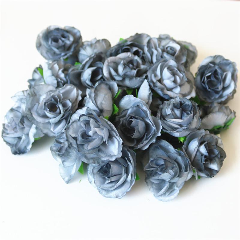 50pcs Fake Artificial  Silk  Rose  Heads Flower  Buds Home Bouquet Wedding Diy Craft
