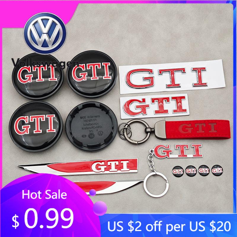 For VW Volkswagen Jetta MK5 Golf 65mm VW GTI Car Wheel Center Caps 14mm Car Key Emblem Fender Side Sticker Rear Trunk Badge GTI