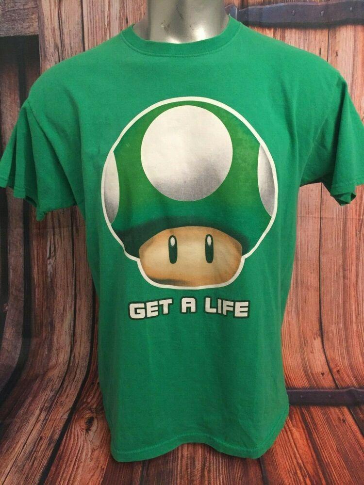 

Super Mario Brothers Nintendo Get A Life Video Game T-Shirt Luigi Bros Mushroom