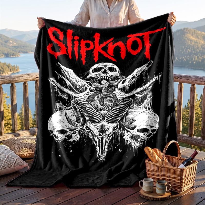 Warm Flannel Blanket Slipknot Pattern, Lightweight Comfortable Throw Blanket for Bed Sofa Use