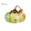 Cute Autumn Centerpiece Mini Hand Blown Glass Pumpkin Ornament, Collectible Thanksgiving Halloween Decoration Faux Crystal Hanging for Fall,