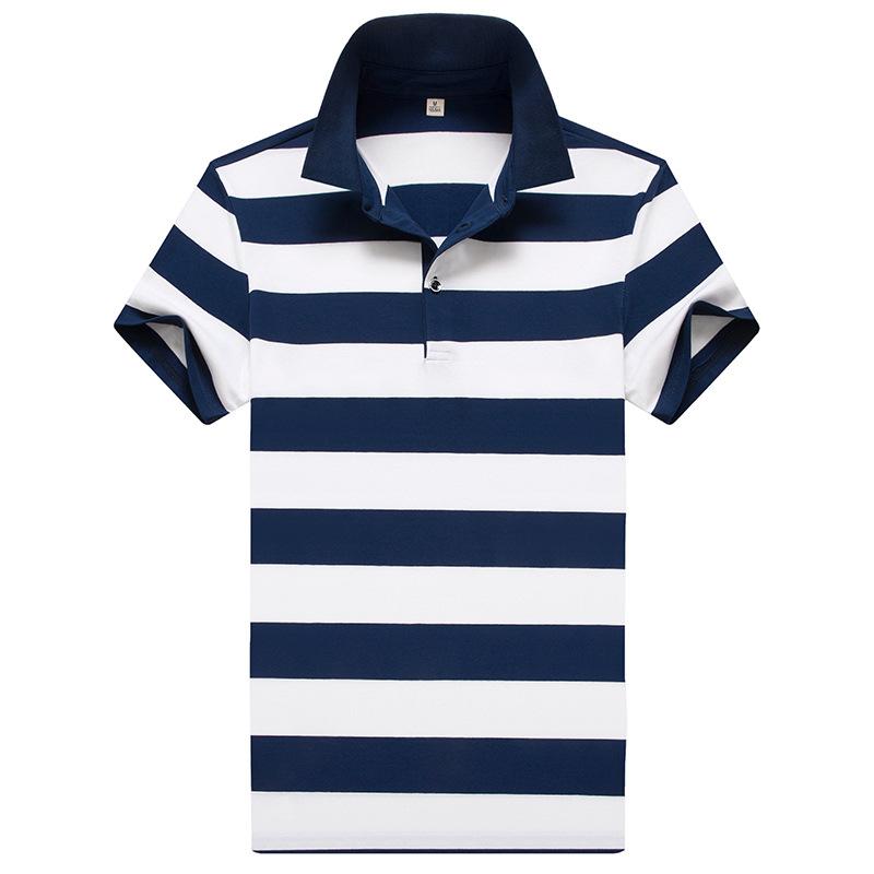 Summer Polo T-shirt Short Sleeve Lapel Casual Stripe Half Sleeve T-shirt Men's Top