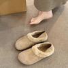 Fleece leather Birkenstocks women step on the heel two wear one pedal versatile cotton shoes retro warm flats