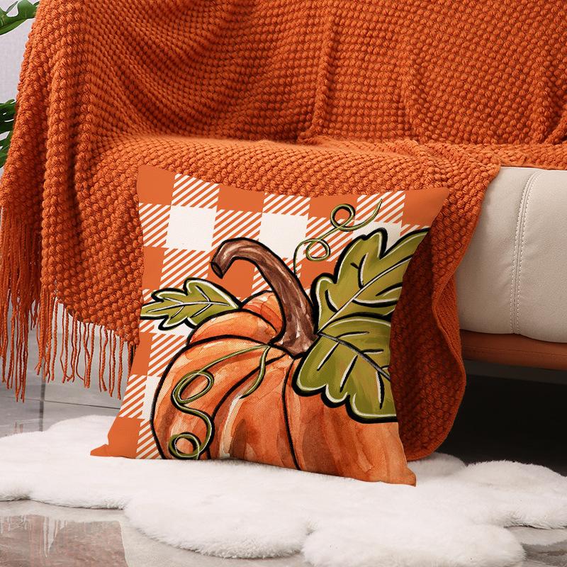 Autumn Pumpkin Throw Pillow Covers With Digital Printing Of Short Plush Fabric Car-Shaped Sofa Cushion For Office Home Decor