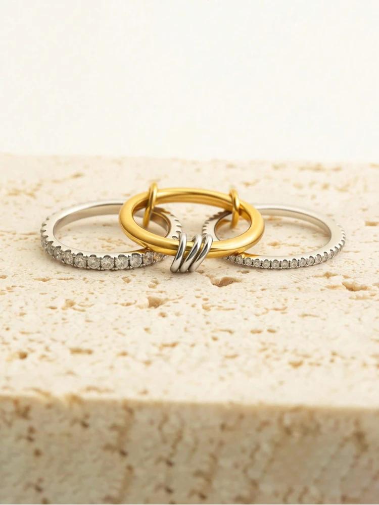 Copper Metal Luxury Multiple Levels Of Interlocking Zircon Ring Designed For Women Daily Life Trendy Fashion High Quality High Quality Fine High
