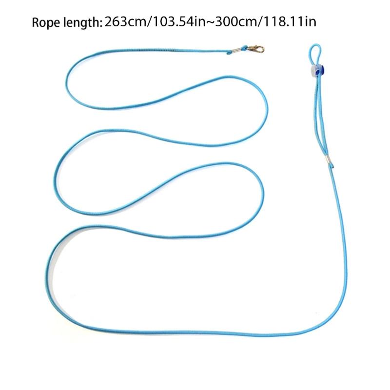 Säkerhetslina för husdjursfåglar för småfåglar, 3 meter lång, koppel för papegojor, elastiskt träningsrep för husdjursfåglar med 6# fotringar