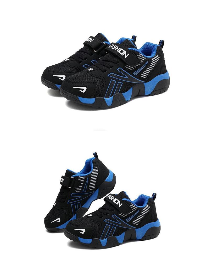 Boys' Breathable Mesh Sneakers - Spring/Autumn Fashion, Leather Upper, Soft Sole, for Kids & Students