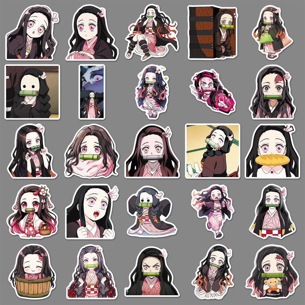 50 Nezuko Cartoon Stickers - Demon Slayer Anime Decorations for Phone Cases & Water Cups