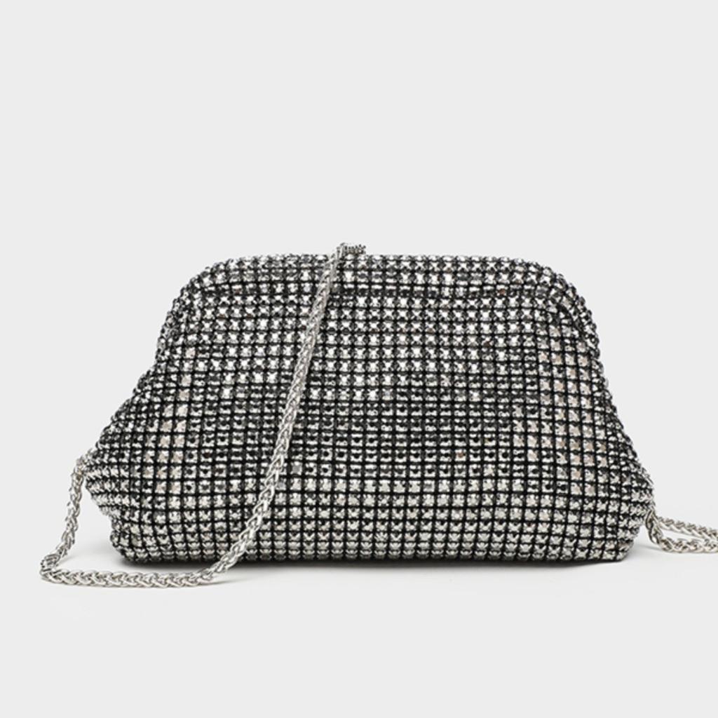 Clear Water Diamond Bag, Women'S Dinner Bag, Full Of Diamonds, Hand Clamp, Underarm Bag, Diamond-Encrusted Single Shoulder Flash Diamond Oblique Span