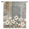 Retro Plant White Flower Abstract Sheer Curtains for Living Room Decoration Window Curtain Kitchen Tulle Voile Organza Drapes