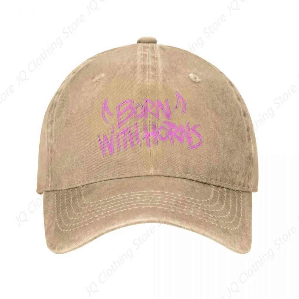 MGK Born With Horns Baseballkappen für Herren und Damen, verwaschene Kappen mit Used-Look, Vintage, für Outdoor, alle Jahreszeiten, Snapback