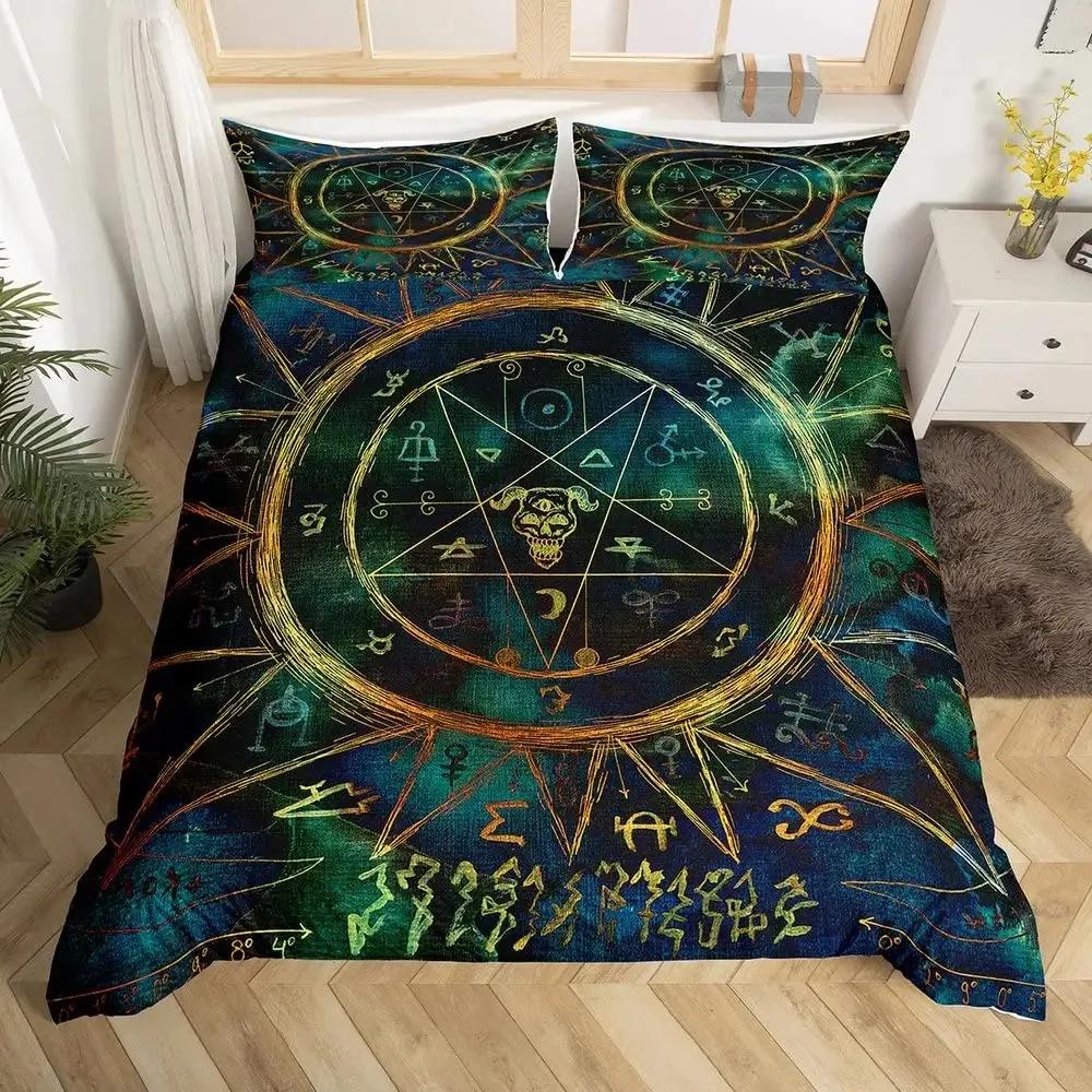 Sun and Moon Bedding Set Twelve Constellations Zodiac Duvet Cover Set for Boys Girls Astrology Comforter Cover Queen Size