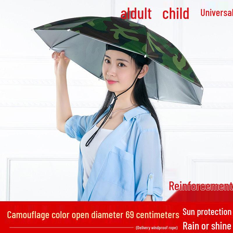 

Dual-Use Head-Mounted Sun & Rain Umbrella Hat for Outdoor UV Protection and Fishing