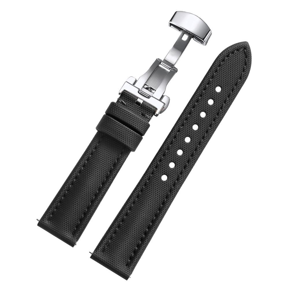 Waterproof Sailcloth Watch Band Butterfly Buckle Sailcloth Strap Quick Release 18/19/20/21/22mm Durable Nylon Bracelet Wristbelt