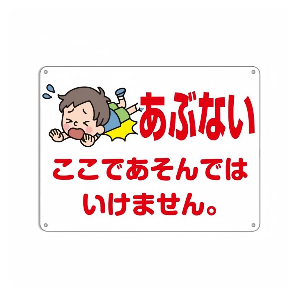 Japanese Metal Tin Warning Signs Do Not Play Outside. Attention To Children's Signs for Walls, Roads, Outdoor Warning Signs