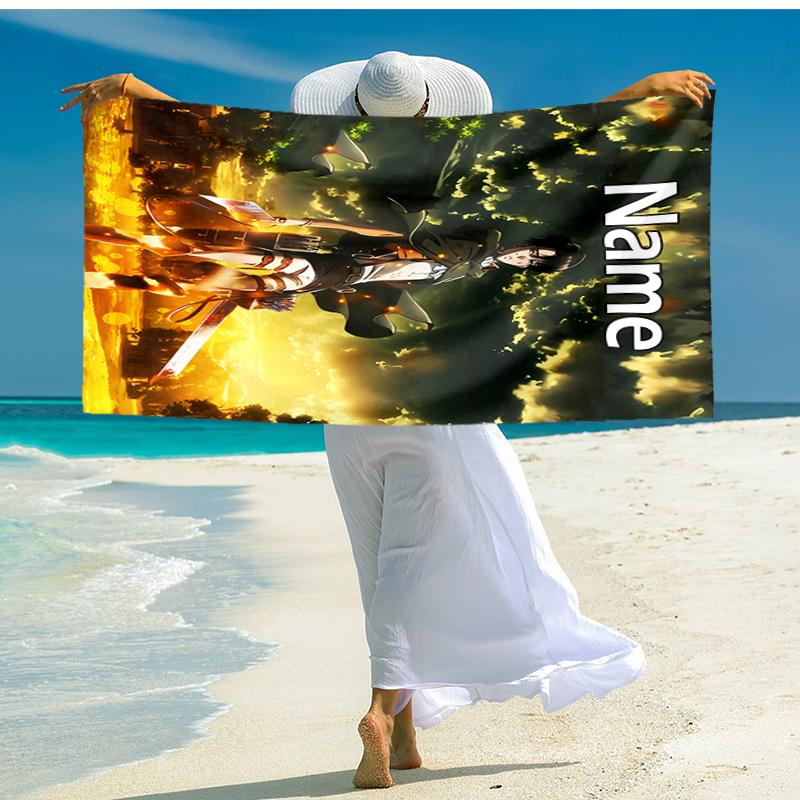 Personalized Customized Proof Beach Towel with Attack On Titan Pattern - Soft, Absorbent, Quick-drying, Perfect Swimming, Camping&bathing