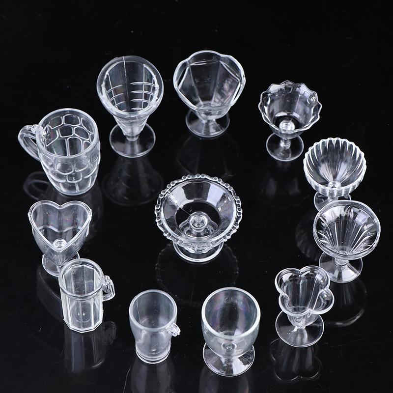 Set da 12 Pezzi Mini Tazza Contenitore per Gelato Sundae Giocattoli in Plastica per Modellismo con Argilla Fai da Te