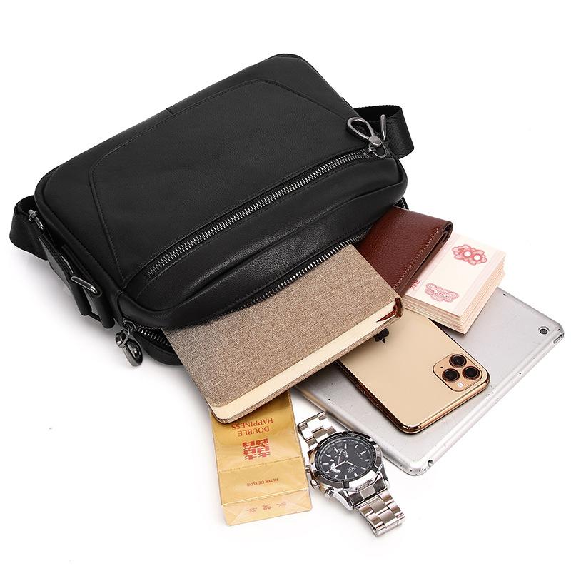 Men'S Bag Single Shoulder Messenger Bag Diagonal Across The First Layer Cowhide Small Bag Retro Casual Tooling Versatile