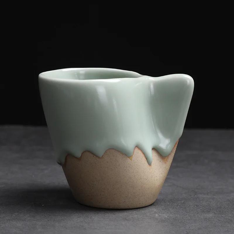 

130 мл креативная керамическая кофейная кружка эспрессо винтажная грубая керамика дневной чай питьевая утварь офисная чашка для воды подарок паре 130ml светло-зеленый